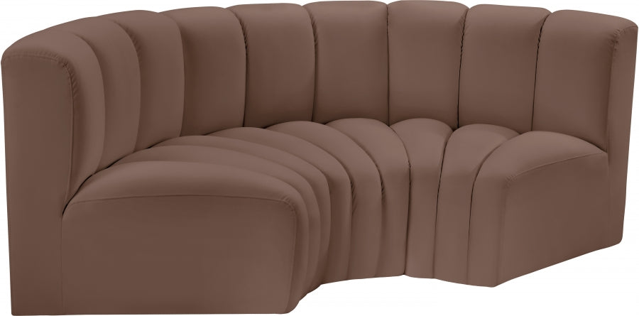 Arc Faux Leather 3pc. Sectional Brown from Meridian - Luna Furniture