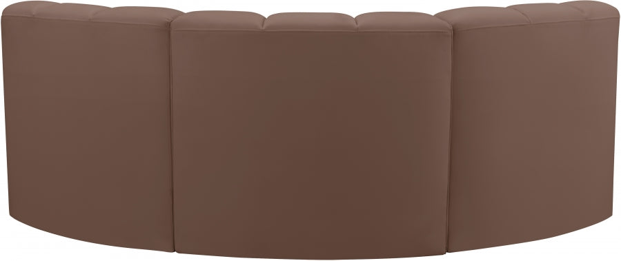 Arc Faux Leather 3pc. Sectional Brown from Meridian - Luna Furniture