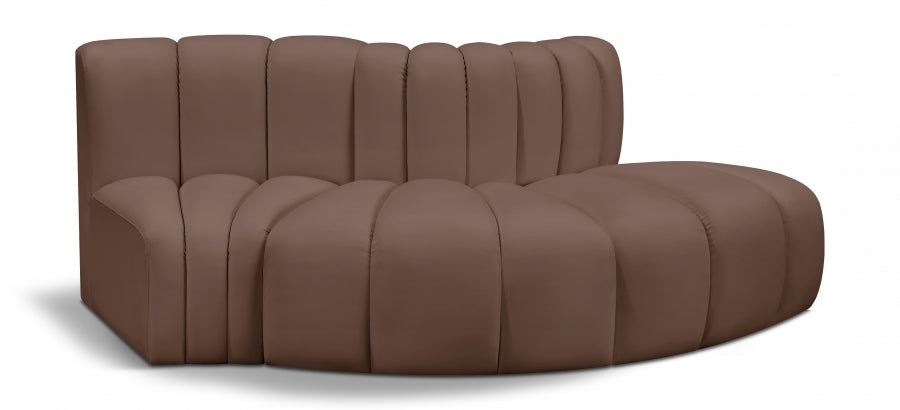 Arc Faux Leather 3pc. Sectional Brown from Meridian - Luna Furniture