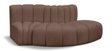 Arc Faux Leather 3pc. Sectional Brown from Meridian - Luna Furniture