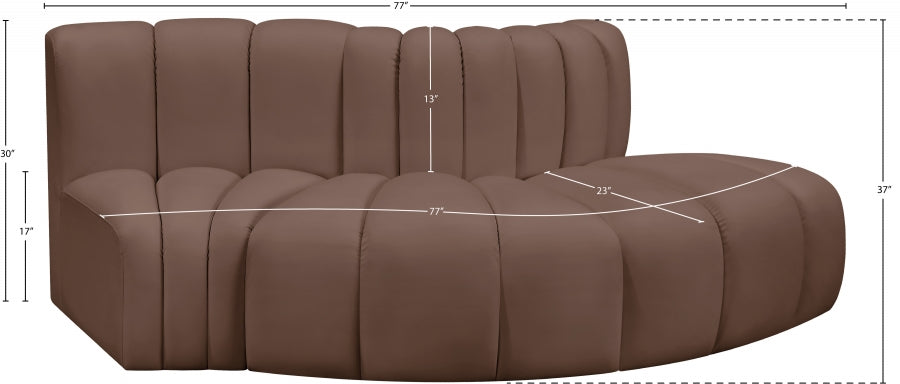 Arc Faux Leather 3pc. Sectional Brown from Meridian - Luna Furniture