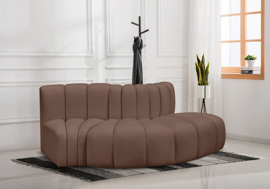 Arc Faux Leather 3pc. Sectional Brown from Meridian - Luna Furniture