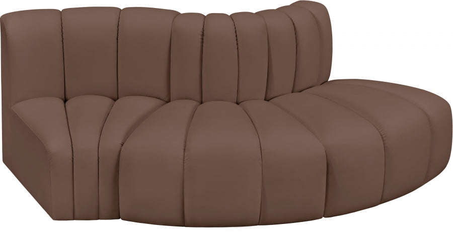 Arc Faux Leather 3pc. Sectional Brown from Meridian - Luna Furniture