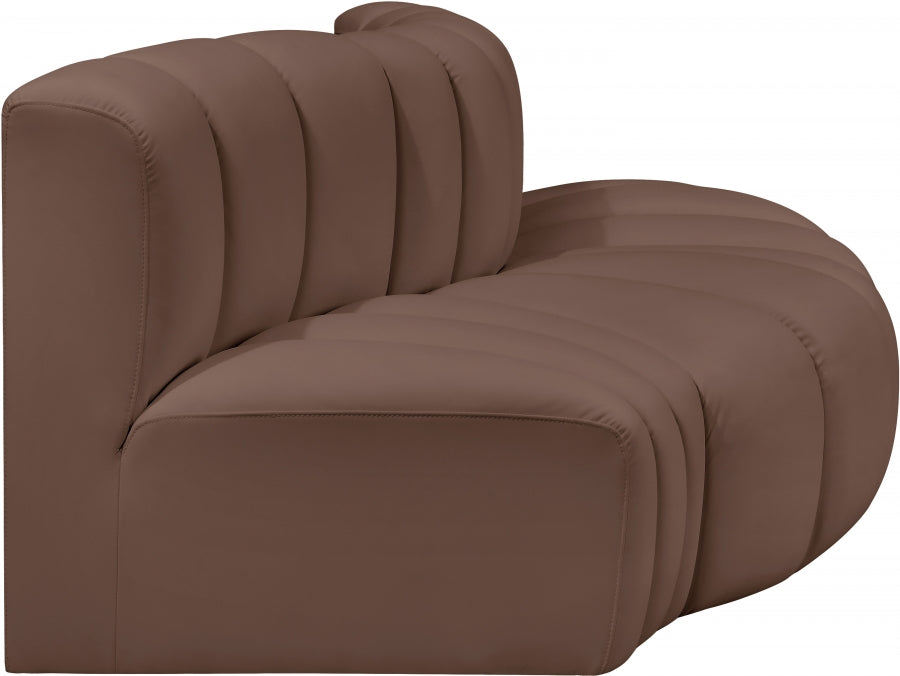 Arc Faux Leather 3pc. Sectional Brown from Meridian - Luna Furniture