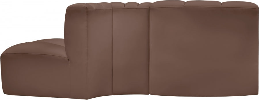 Arc Faux Leather 3pc. Sectional Brown from Meridian - Luna Furniture