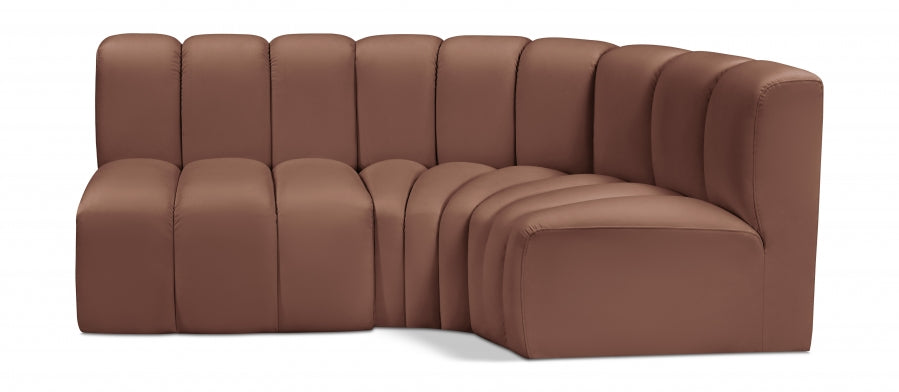 Arc Faux Leather 3pc. Sectional Cognac from Meridian - Luna Furniture