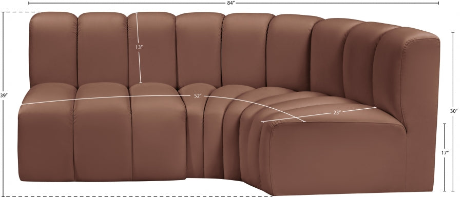 Arc Faux Leather 3pc. Sectional Cognac from Meridian - Luna Furniture