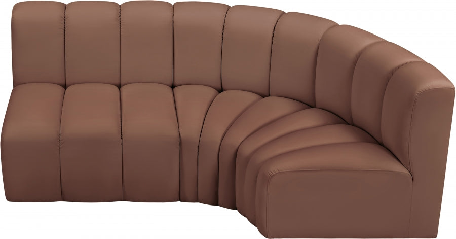 Arc Faux Leather 3pc. Sectional Cognac from Meridian - Luna Furniture