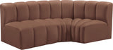 Arc Faux Leather 3pc. Sectional Cognac from Meridian - Luna Furniture