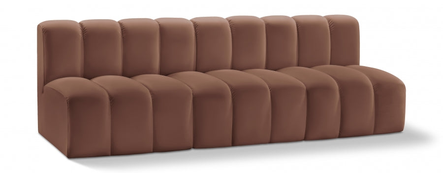 Arc Faux Leather 3pc. Sectional Cognac from Meridian - Luna Furniture