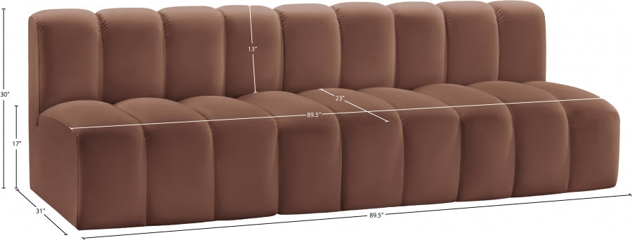 Arc Faux Leather 3pc. Sectional Cognac from Meridian - Luna Furniture