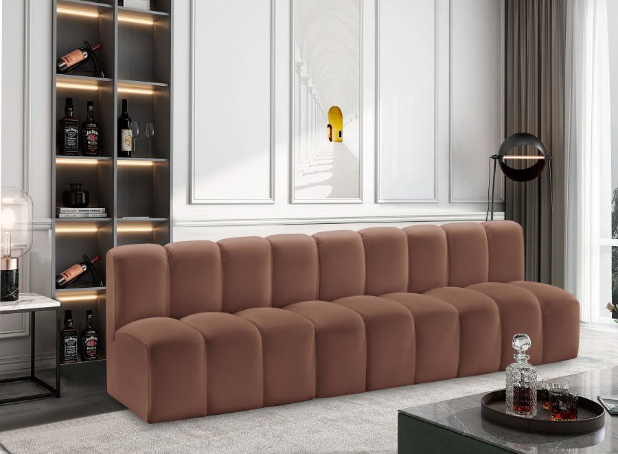 Arc Faux Leather 3pc. Sectional Cognac from Meridian - Luna Furniture