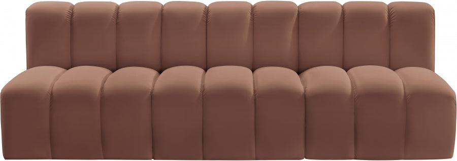 Arc Faux Leather 3pc. Sectional Cognac from Meridian - Luna Furniture