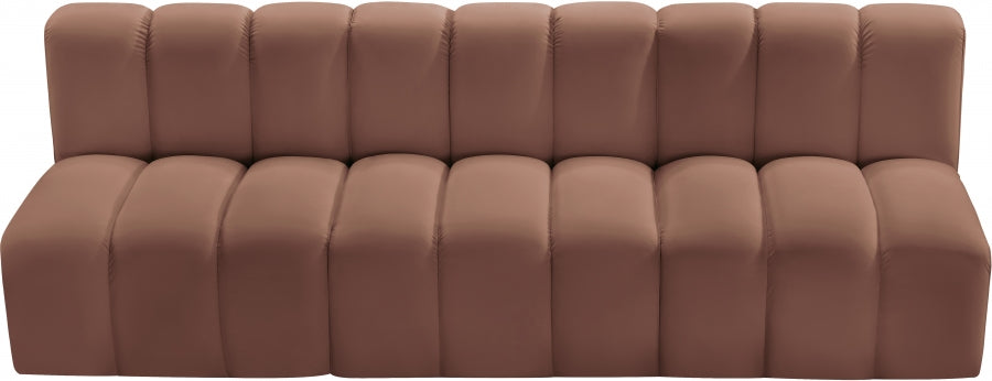 Arc Faux Leather 3pc. Sectional Cognac from Meridian - Luna Furniture