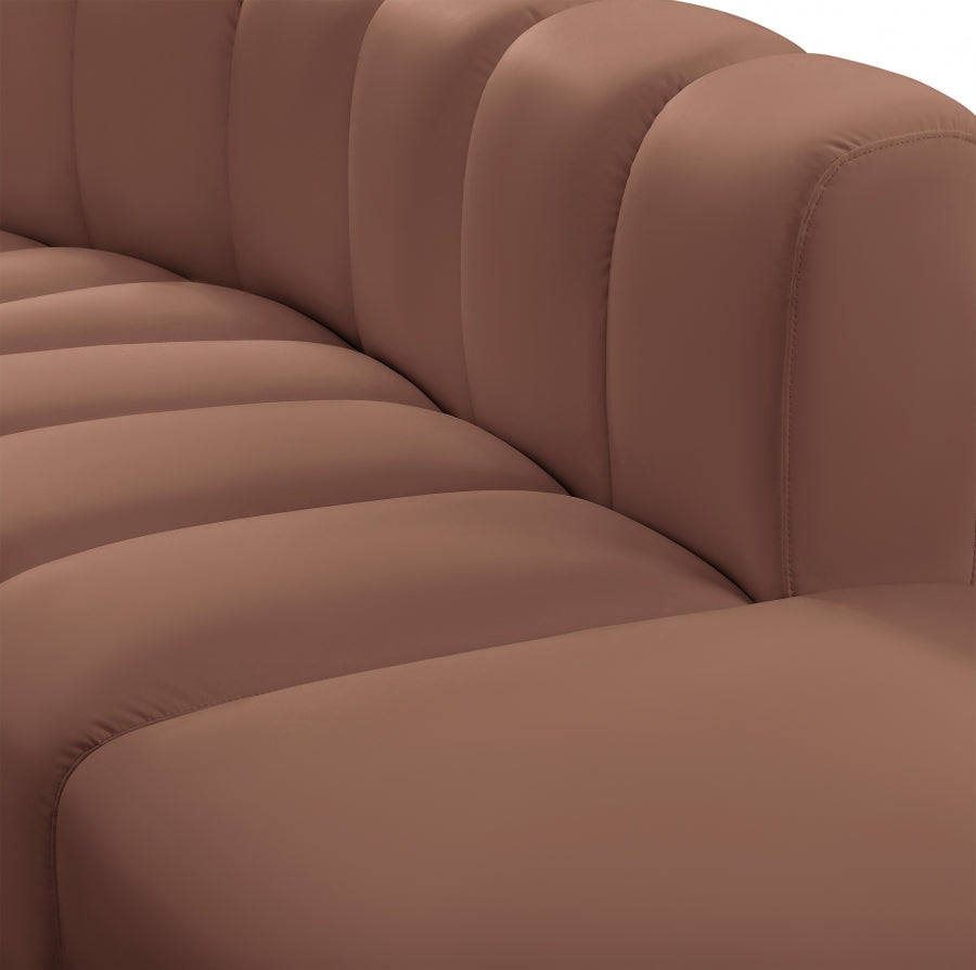 Arc Faux Leather 3pc. Sectional Cognac from Meridian - Luna Furniture