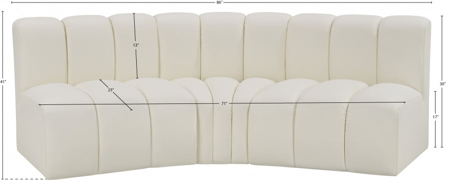 Arc Faux Leather 3pc. Sectional Cream from Meridian - Luna Furniture