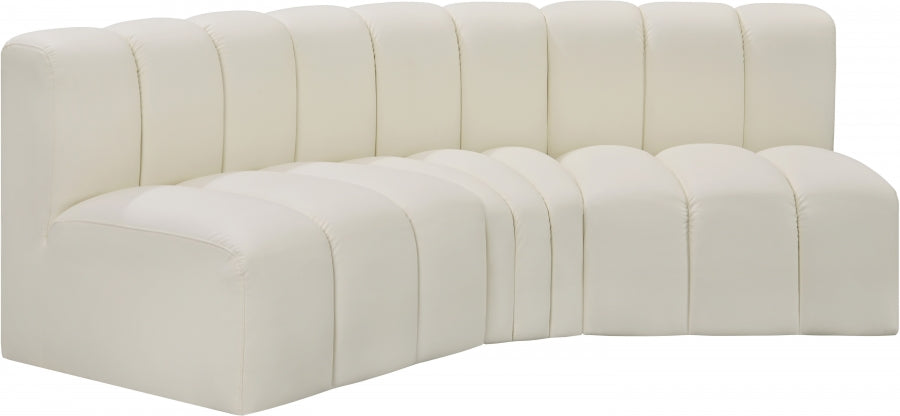 Arc Faux Leather 3pc. Sectional Cream from Meridian - Luna Furniture