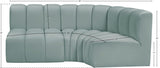 Arc Faux Leather 3pc. Sectional Mint from Meridian - Luna Furniture