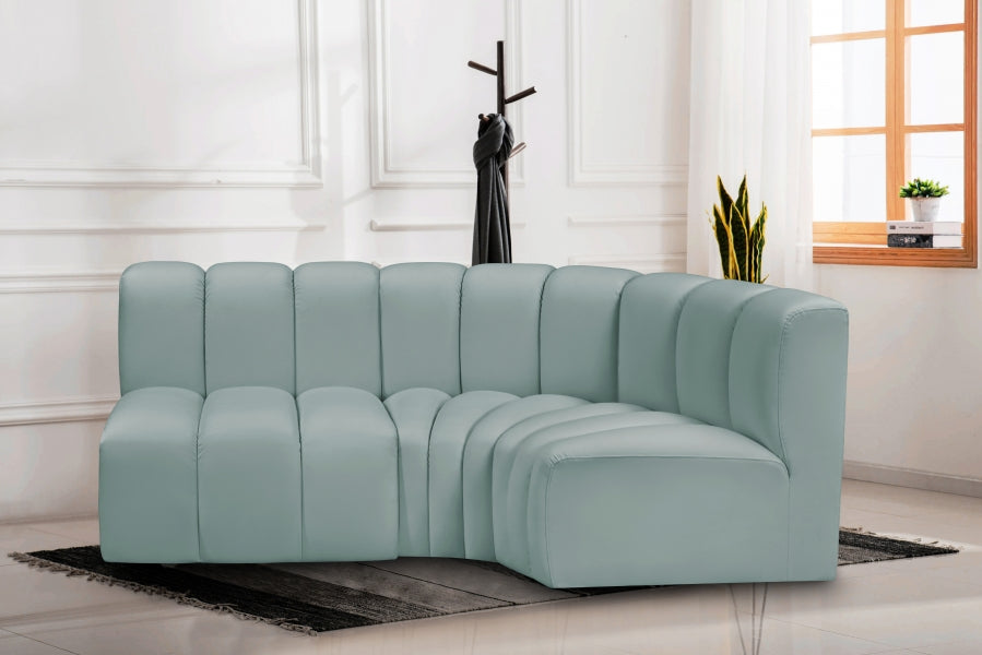 Arc Faux Leather 3pc. Sectional Mint from Meridian - Luna Furniture