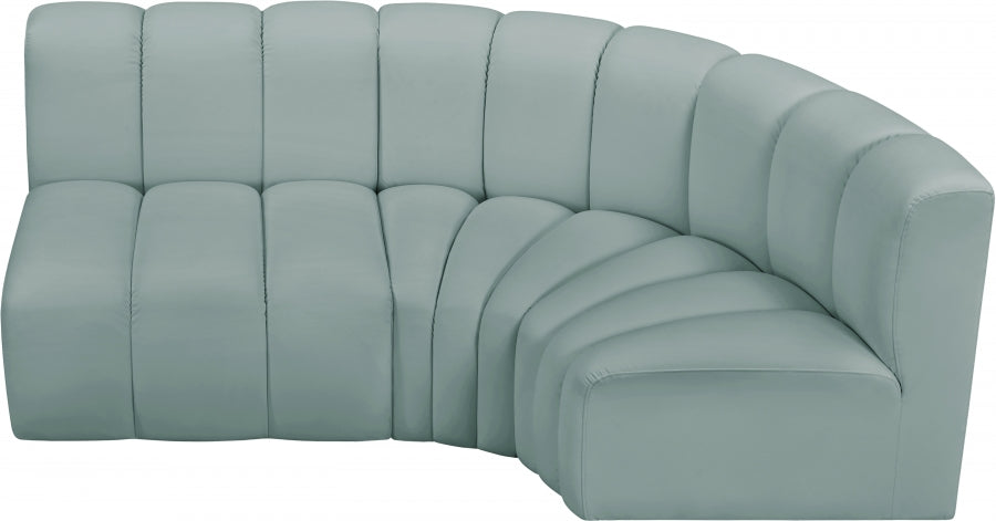 Arc Faux Leather 3pc. Sectional Mint from Meridian - Luna Furniture