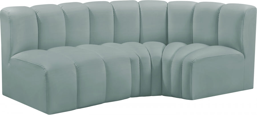 Arc Faux Leather 3pc. Sectional Mint from Meridian - Luna Furniture