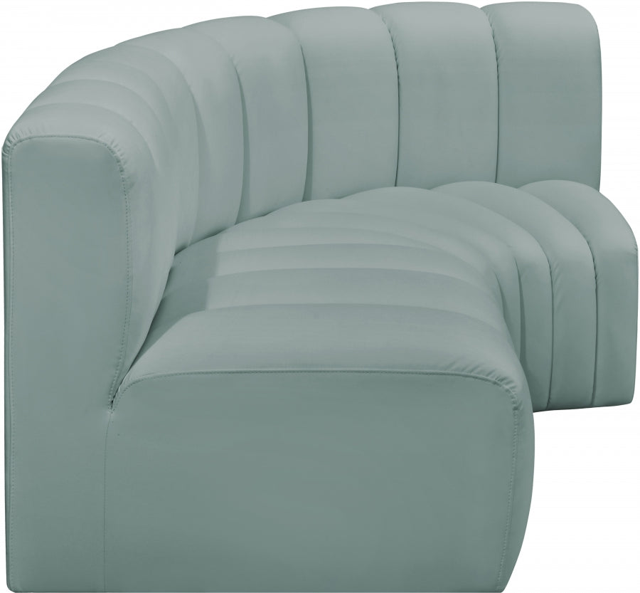 Arc Faux Leather 3pc. Sectional Mint from Meridian - Luna Furniture