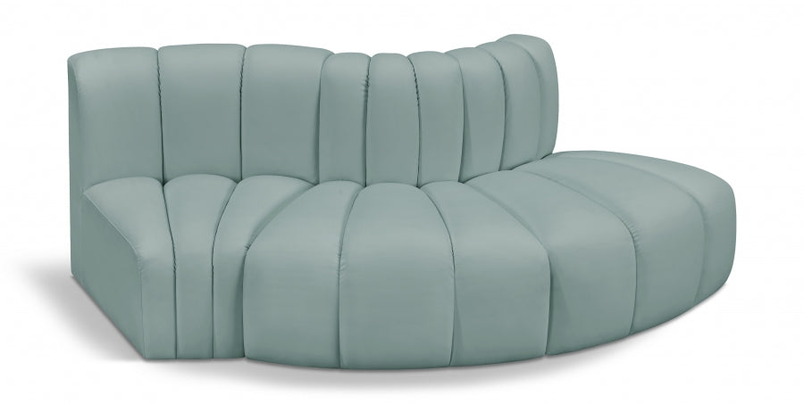 Arc Faux Leather 3pc. Sectional Mint from Meridian - Luna Furniture