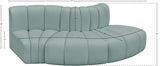 Arc Faux Leather 3pc. Sectional Mint from Meridian - Luna Furniture