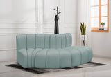 Arc Faux Leather 3pc. Sectional Mint from Meridian - Luna Furniture