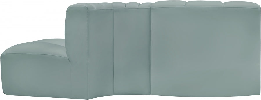 Arc Faux Leather 3pc. Sectional Mint from Meridian - Luna Furniture