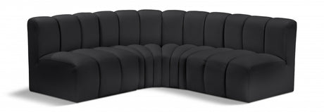 Arc Faux Leather 4pc. Sectional Black from Meridian - Luna Furniture