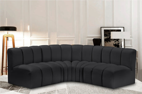 Arc Faux Leather 4pc. Sectional Black from Meridian - Luna Furniture