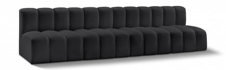 Arc Faux Leather 4pc. Sectional Black from Meridian - Luna Furniture