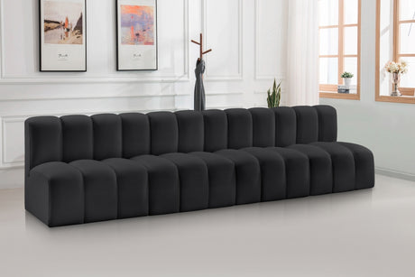 Arc Faux Leather 4pc. Sectional Black from Meridian - Luna Furniture