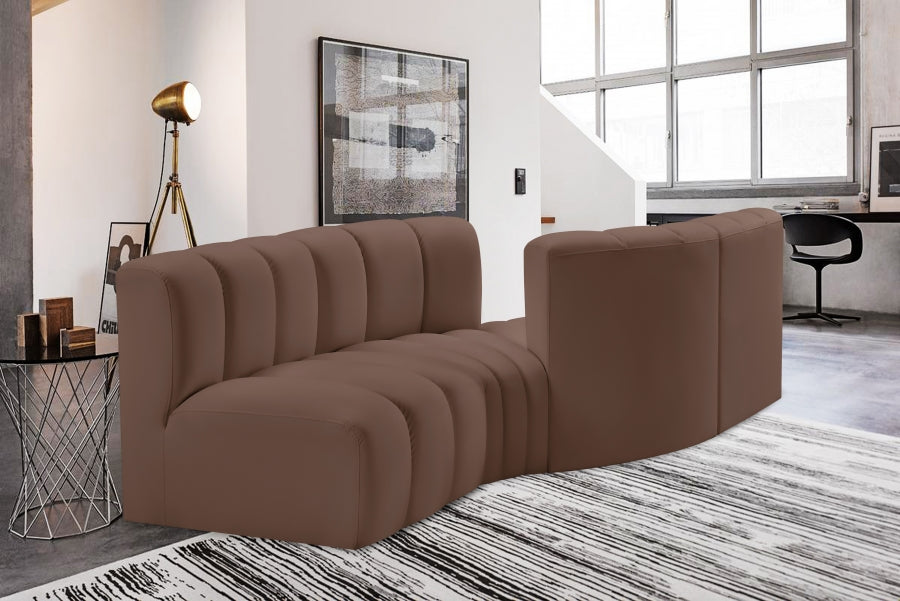 Arc Faux Leather 4pc. Sectional Brown from Meridian - Luna Furniture