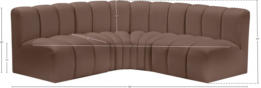 Arc Faux Leather 4pc. Sectional Brown from Meridian - Luna Furniture