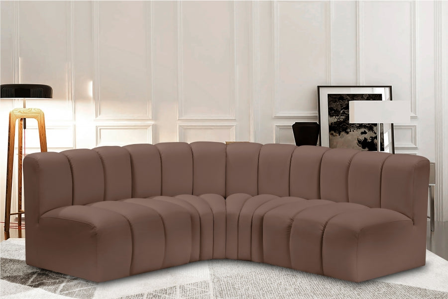 Arc Faux Leather 4pc. Sectional Brown from Meridian - Luna Furniture