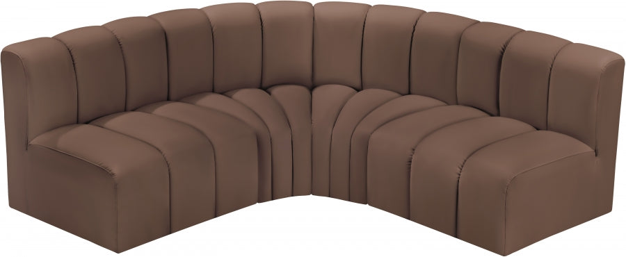 Arc Faux Leather 4pc. Sectional Brown from Meridian - Luna Furniture