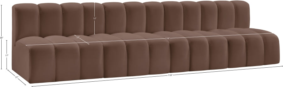 Arc Faux Leather 4pc. Sectional Brown from Meridian - Luna Furniture