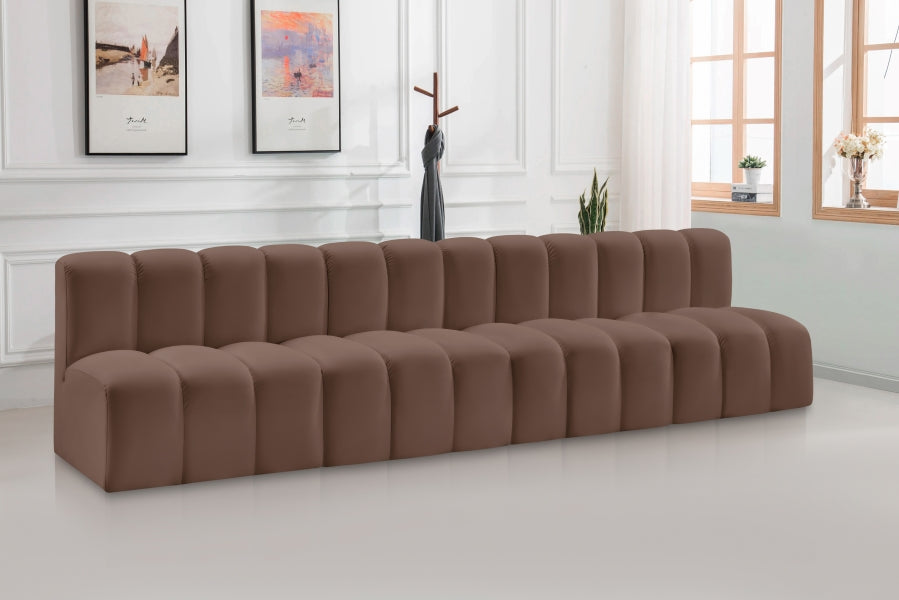 Arc Faux Leather 4pc. Sectional Brown from Meridian - Luna Furniture