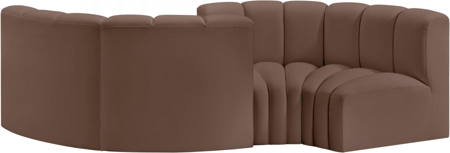 Arc Faux Leather 4pc. Sectional Brown from Meridian - Luna Furniture