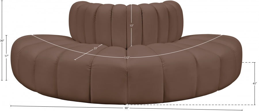 Arc Faux Leather 4pc. Sectional Brown from Meridian - Luna Furniture