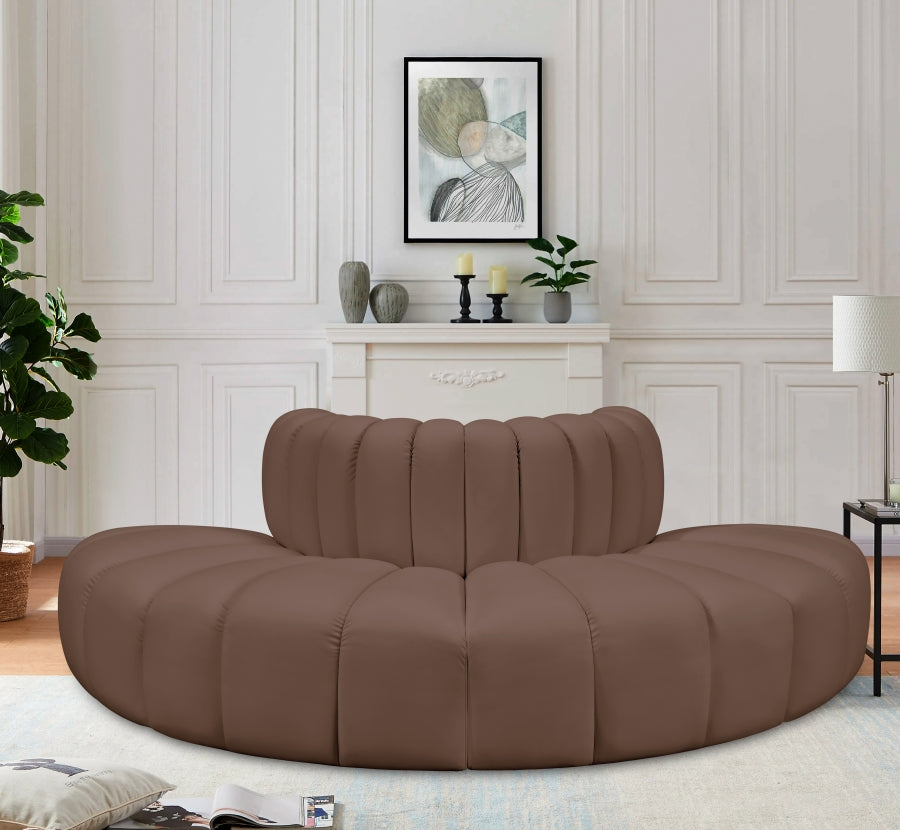 Arc Faux Leather 4pc. Sectional Brown from Meridian - Luna Furniture