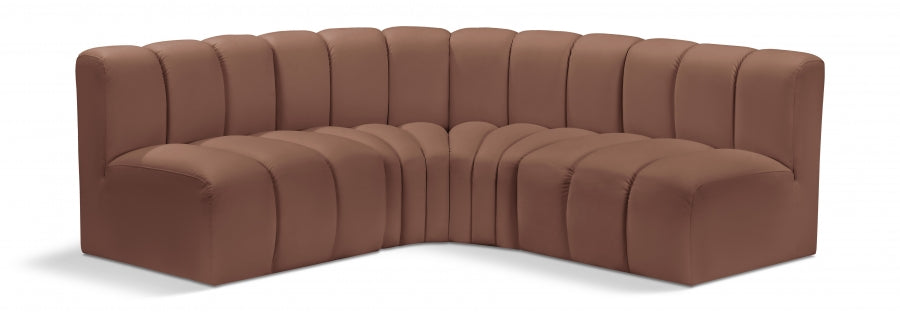 Arc Faux Leather 4pc. Sectional Cognac from Meridian - Luna Furniture