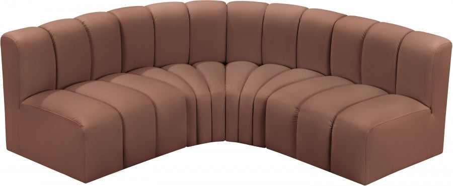 Arc Faux Leather 4pc. Sectional Cognac from Meridian - Luna Furniture