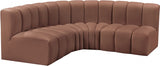 Arc Faux Leather 4pc. Sectional Cognac from Meridian - Luna Furniture