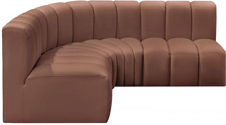 Arc Faux Leather 4pc. Sectional Cognac from Meridian - Luna Furniture