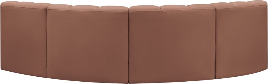 Arc Faux Leather 4pc. Sectional Cognac from Meridian - Luna Furniture