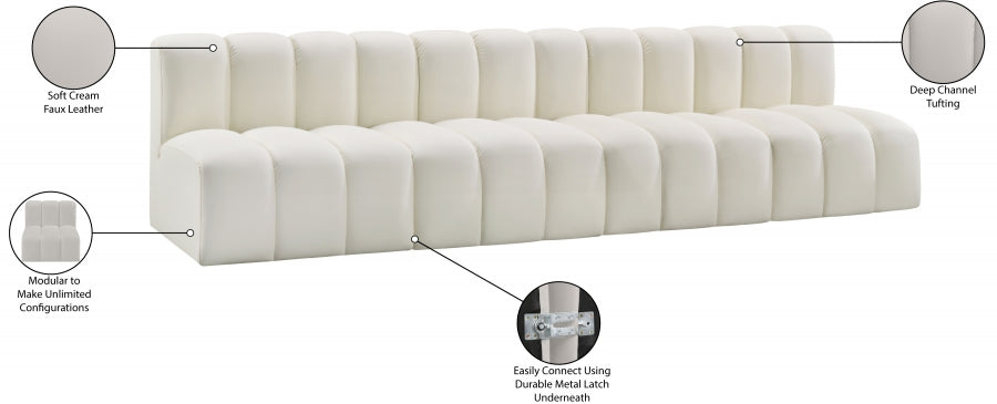 Arc Faux Leather 4pc. Sectional Cream from Meridian - Luna Furniture