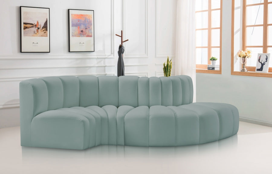 Arc Faux Leather 4pc. Sectional Mint from Meridian - Luna Furniture